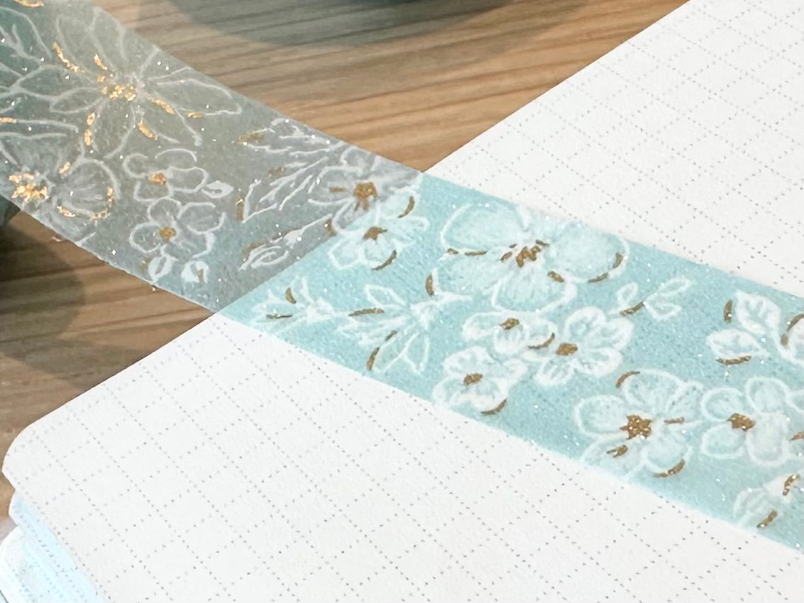 Glittertape 15mm Sugaria Classy Blue Flower