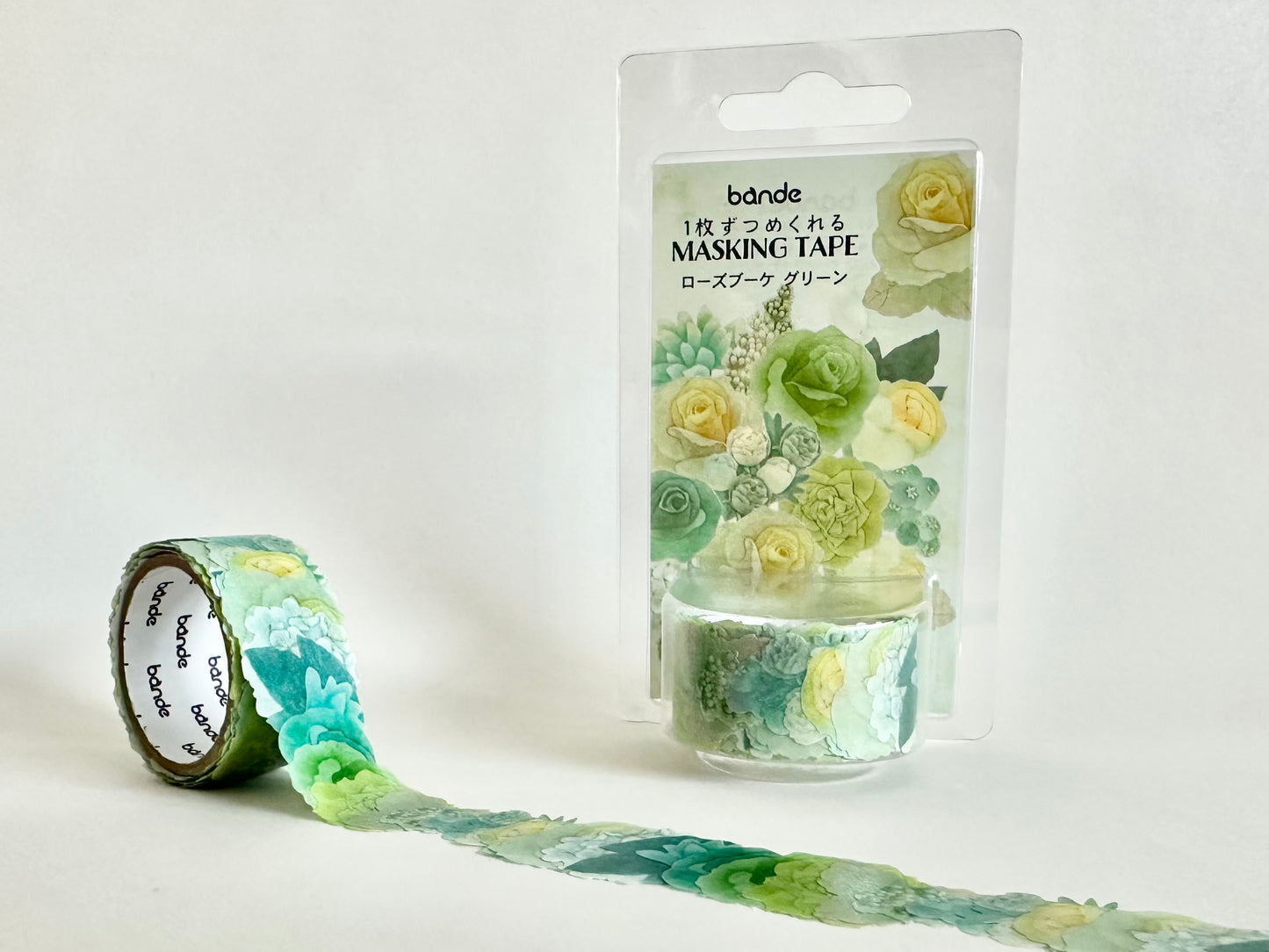Washi Roll Sticker Rose Bouquet Green