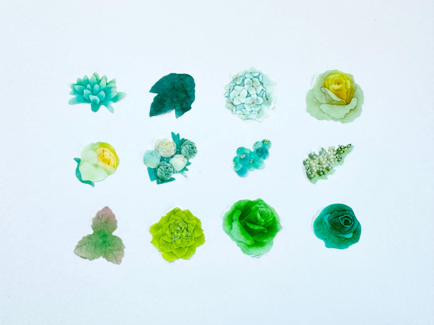 Washi Roll Sticker Rose Bouquet Green