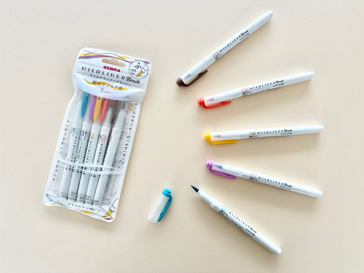 Zebra Mildliner Brush Pen & Marker Deep & Warm 5 set