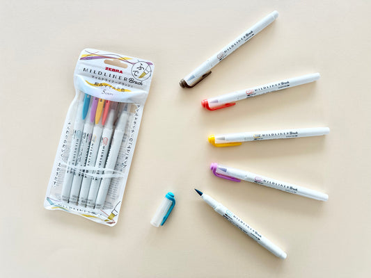 Zebra Mildliner Brush Pen & Marker Deep & Warm 5 set