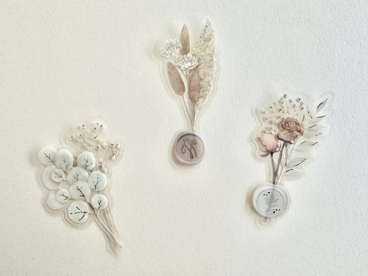 Poche Bouquet Stickers Ivory