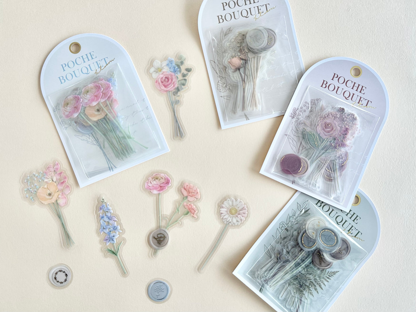 Poche Bouquet Stickers Pastell