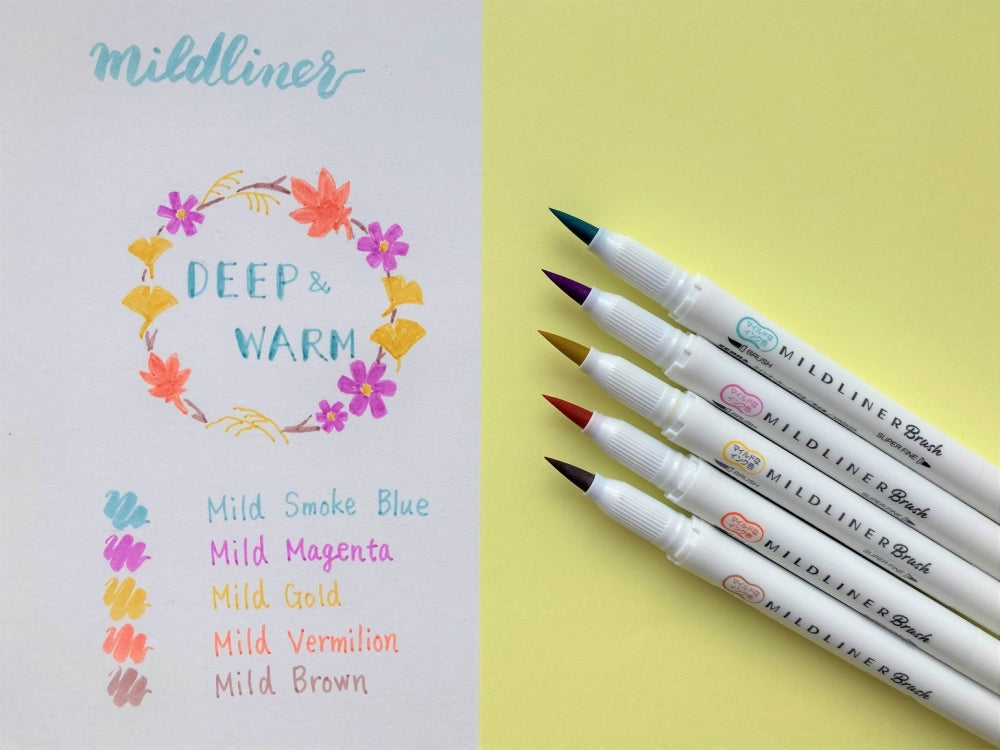 Zebra Mildliner Brush Pen & Marker Deep & Warm 5 set