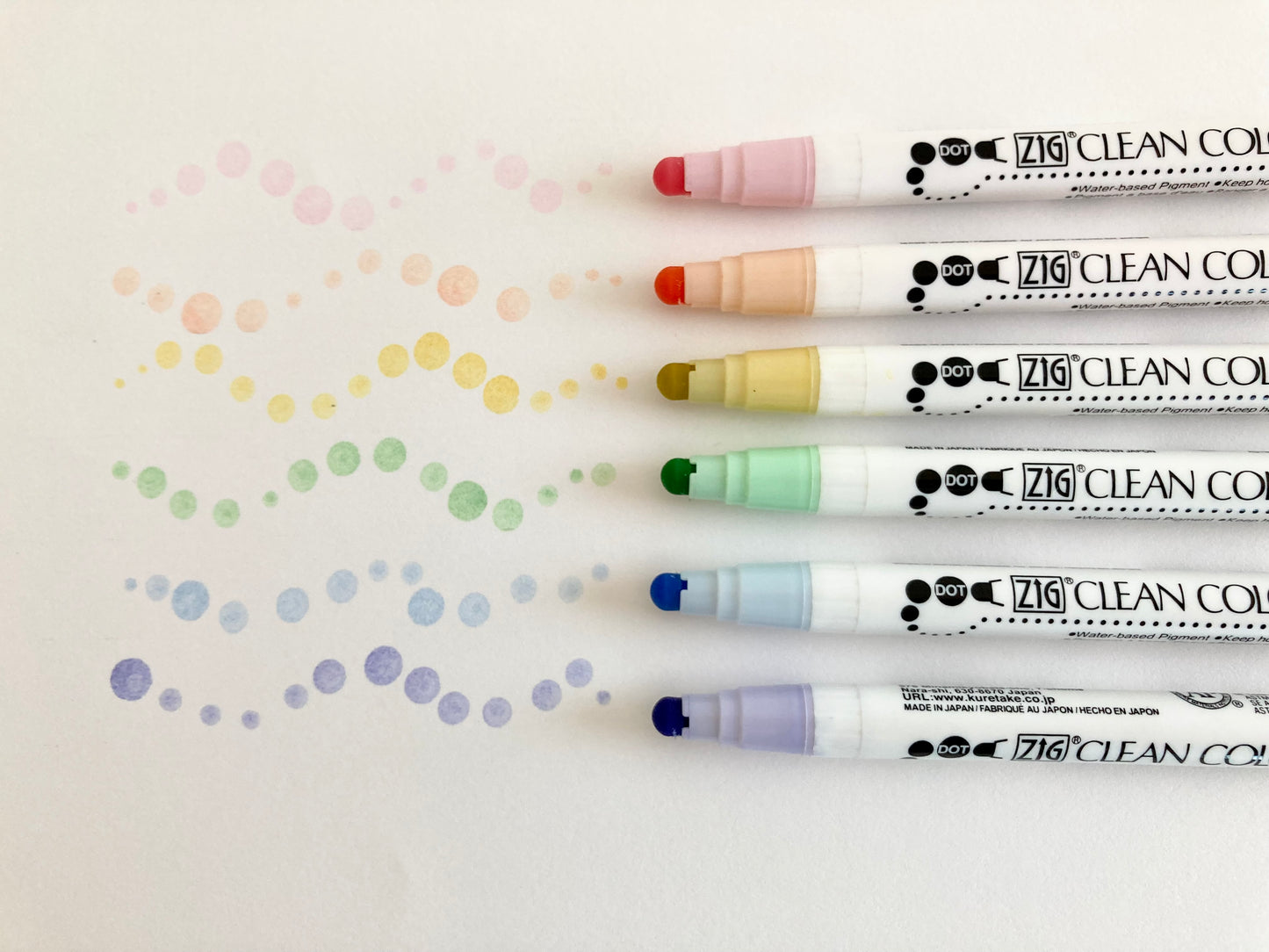 Kuretake ZIG Clean Color Dot Pen Mild Colors 6 set