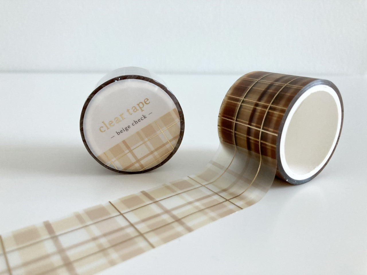 Cleartape 30mm Gullstempling Beige Check