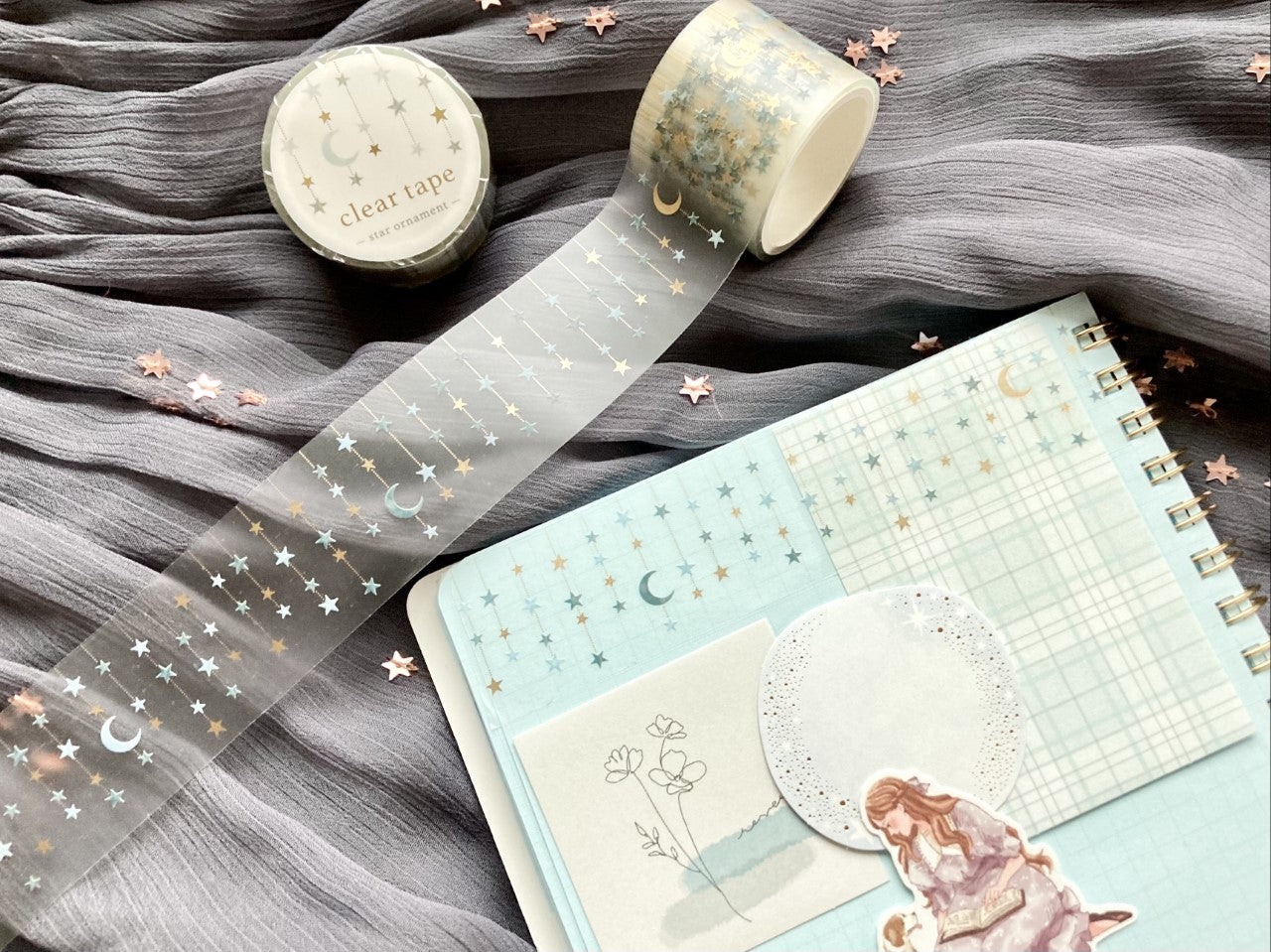 Cleartape 30mm Gullstempling Star Ornament