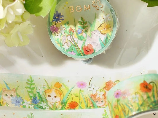 Washitape Flower and Cat - Afternoon Kitty