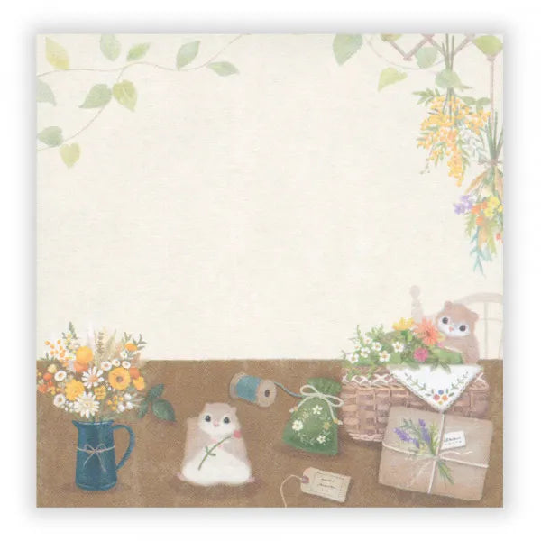 Sticky Notes Mattari Animals Flower and Momonga (Flygeekorn)