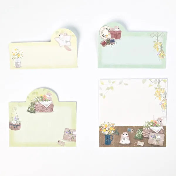 Sticky Notes Mattari Animals Flower and Momonga (Flygeekorn)