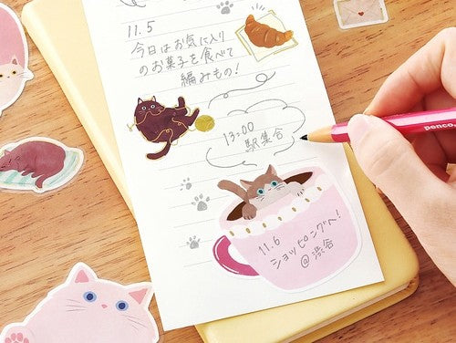Cat Diary Stickers Pink