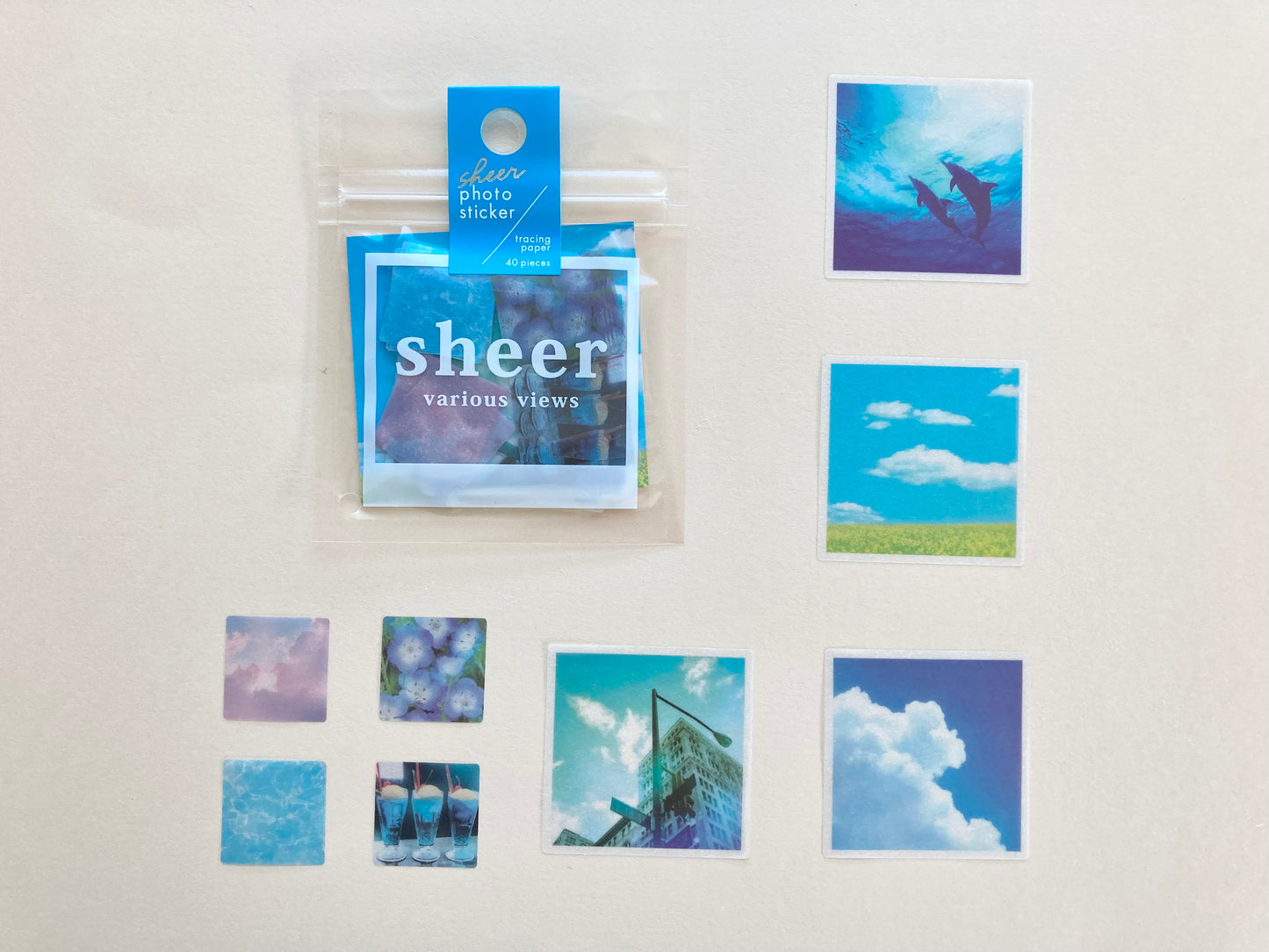 Sheer Photo Stickers Blue