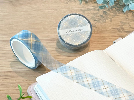 Glittertape 15mm Sugaria Check Blue