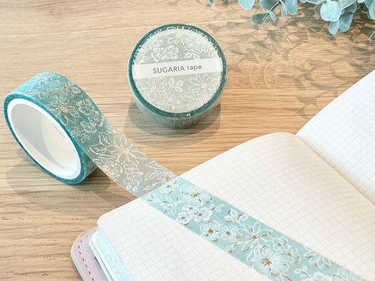 Glittertape 15mm Sugaria Classy Blue Flower