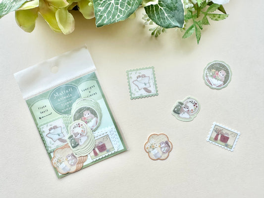 Flake Stickers Mattari Animals Flower and Momonga (Flygeekorn)