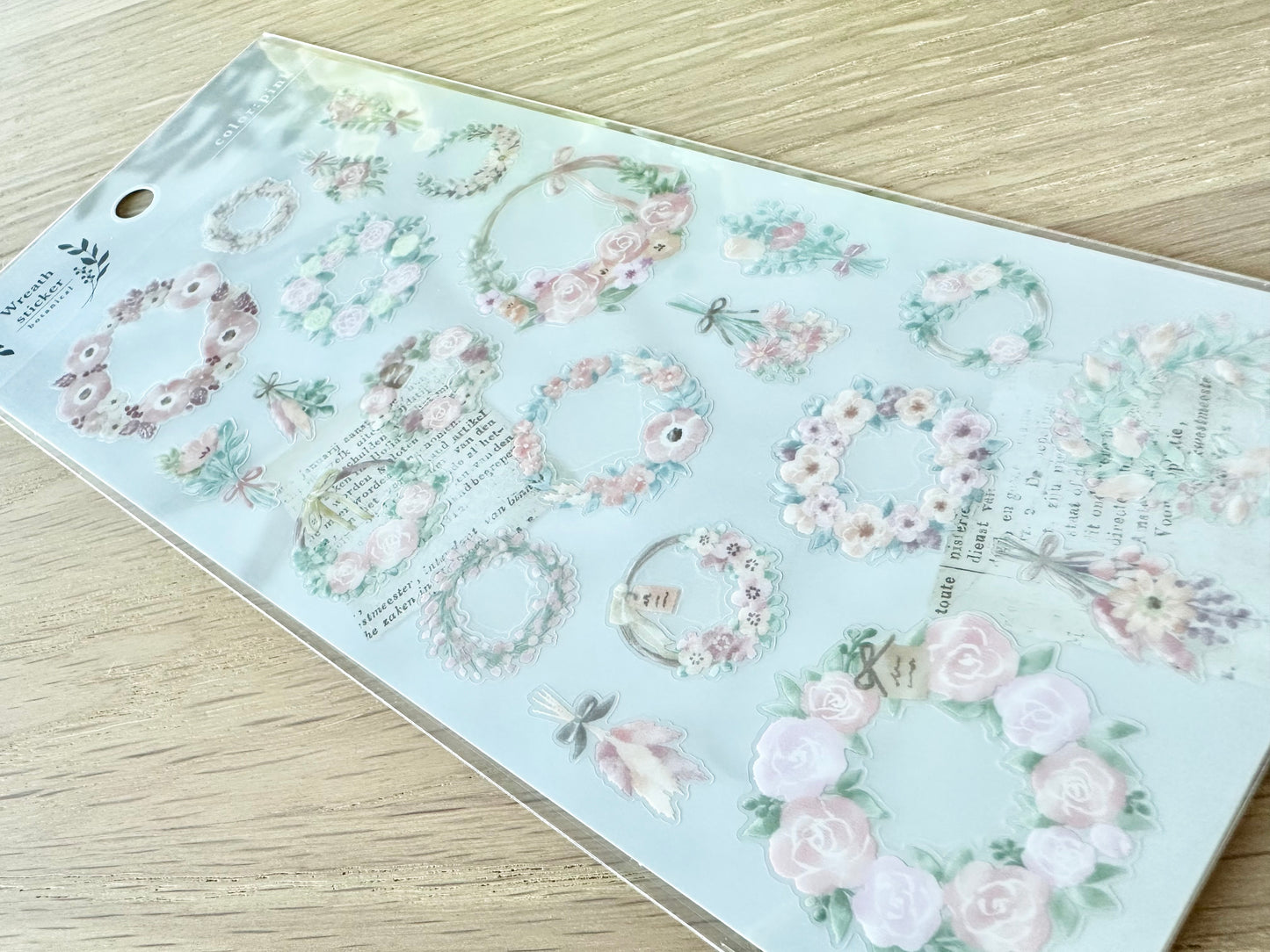 Wreath Sticker Botanical Pink