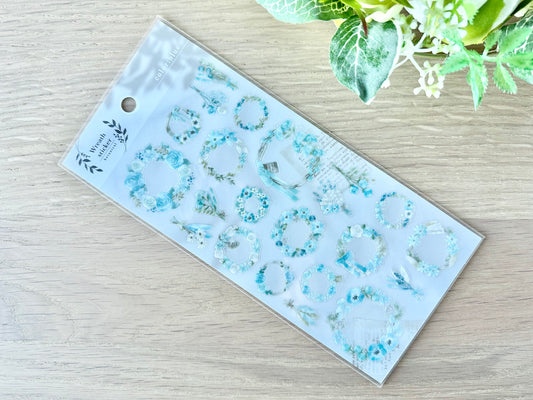 Wreath Sticker Botanical Blue