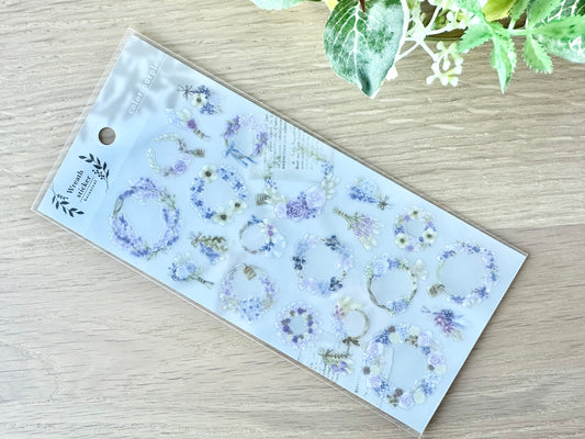 Wreath Sticker Botanical Purple