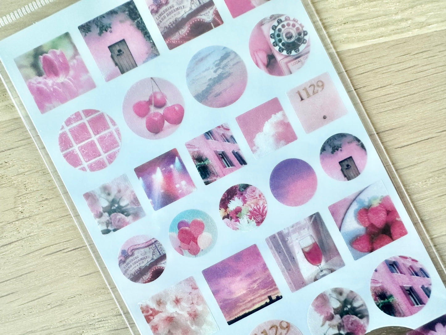 Sheer Photo Point Stickers Pink