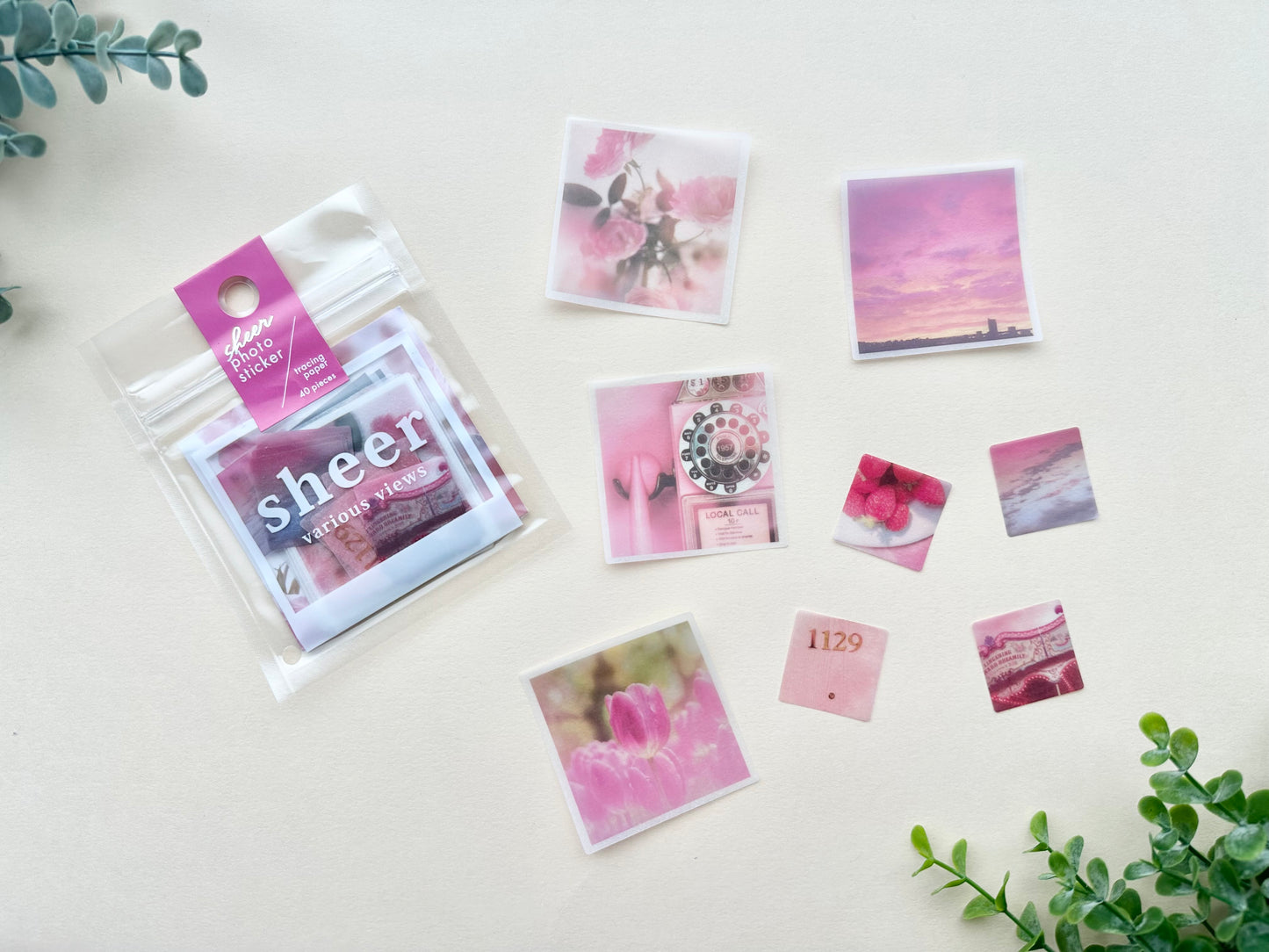 Sheer Photo Stickers Pink
