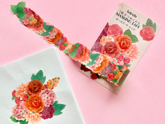 Washi Roll Sticker Rose Bouquet Red