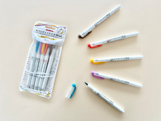 Zebra Mildliner Brush Pen & Marker Deep & Warm 5 set