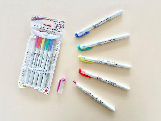 Zebra Mildliner Brush Pen & Marker Bright 5 set