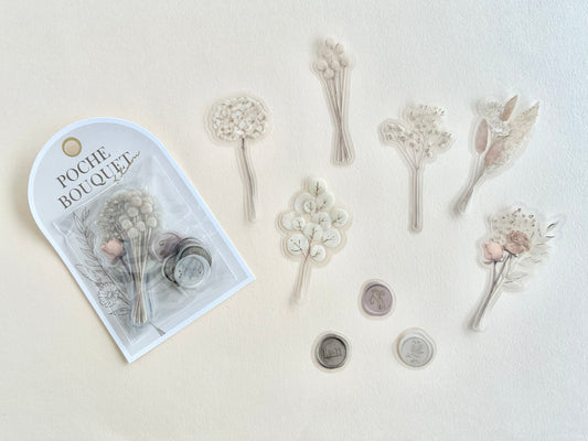 Poche Bouquet Stickers Ivory