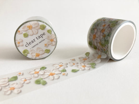 Cleartape 30mm Canvas White Flower