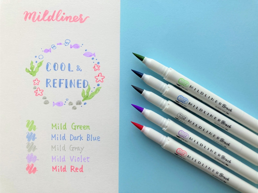 Zebra Mildliner Brush Pen & Marker Cool & Refined 5 set