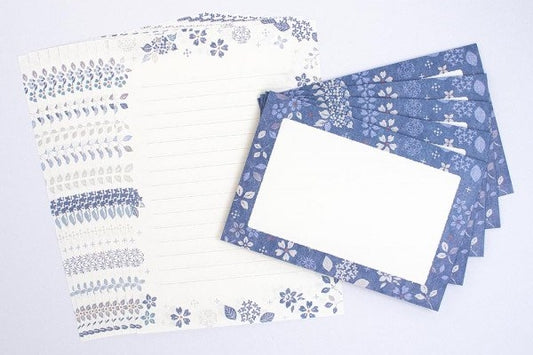 Brevsett Wanowa Blå Blomster