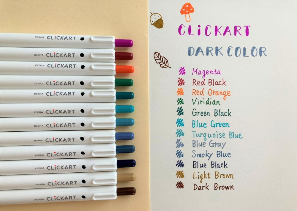 Zebra Clickart Colorpen Dark color 12 set