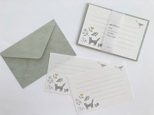 Brevsett Michikusa Katt og Fugl