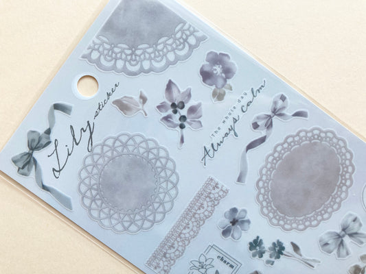 Klistermerker Lily Sticker Silver Gray