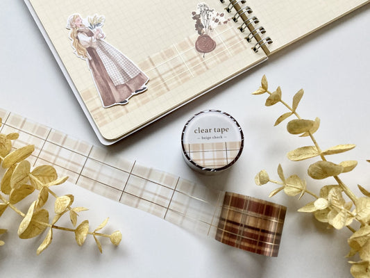 Cleartape 30mm Gullstempling Beige Check