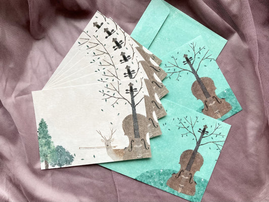 Brevsett Deer and Cello